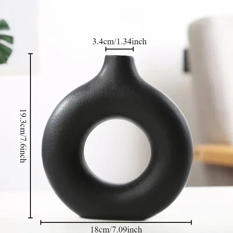Heart & Home Donut Vaas — Keramische Vaas Scandinavische Stijl