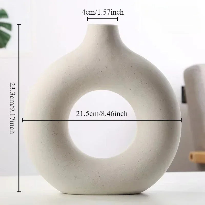 Heart & Home Donut Vaas — Keramische Vaas Scandinavische Stijl