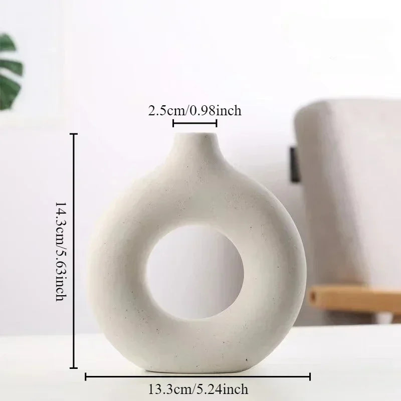 Heart & Home Donut Vaas — Keramische Vaas Scandinavische Stijl