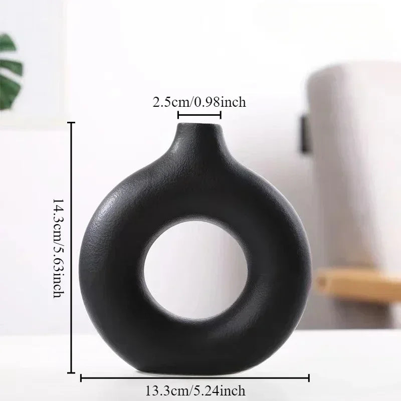 Heart & Home Donut Vaas — Keramische Vaas Scandinavische Stijl