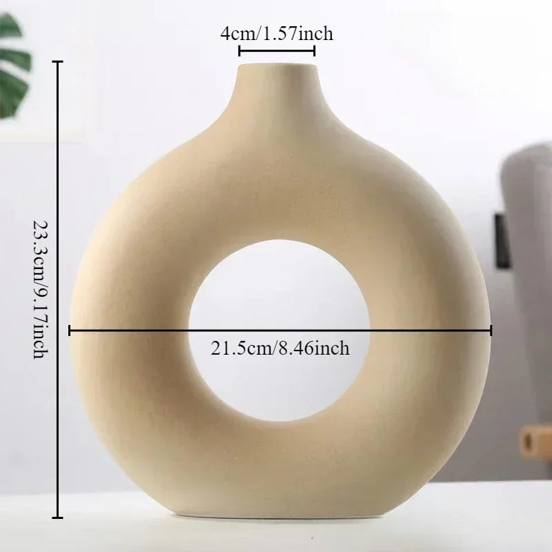 Heart & Home Donut Vaas — Keramische Vaas Scandinavische Stijl