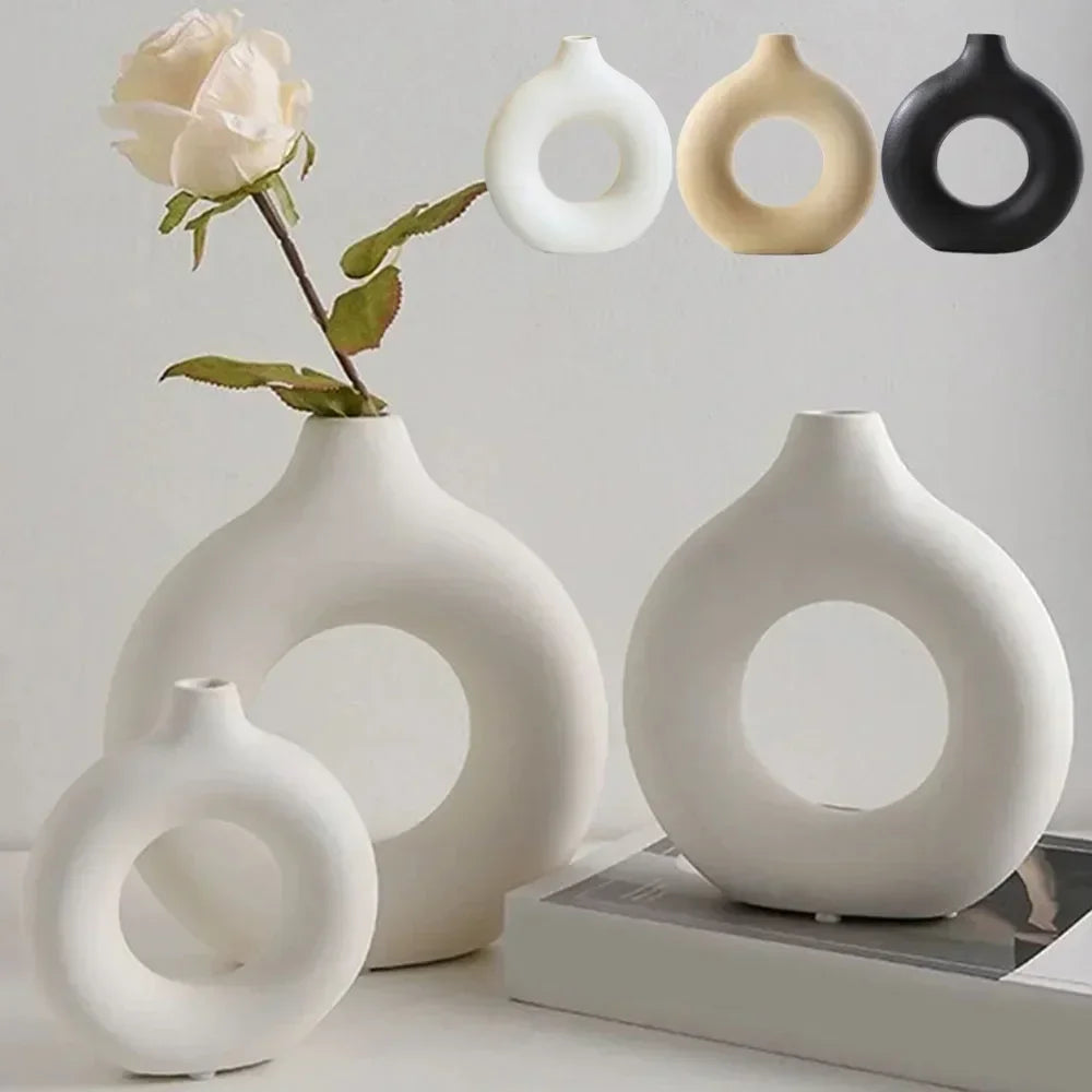 Heart & Home Donut Vaas — Keramische Vaas Scandinavische Stijl