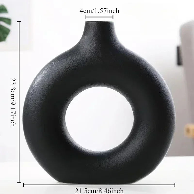 Heart & Home Donut Vaas — Keramische Vaas Scandinavische Stijl